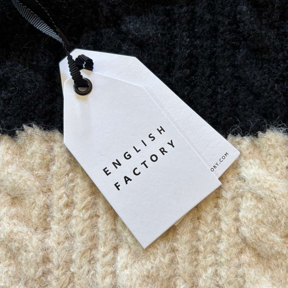 English Factory Endless Rose Striped Cable Knit Sweater Black White Small NWT - Picture 3 of 8